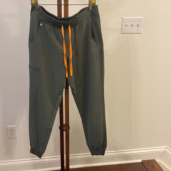 Figs Pants - Figs Scrub Jogger Pants with Orange Drawstrings